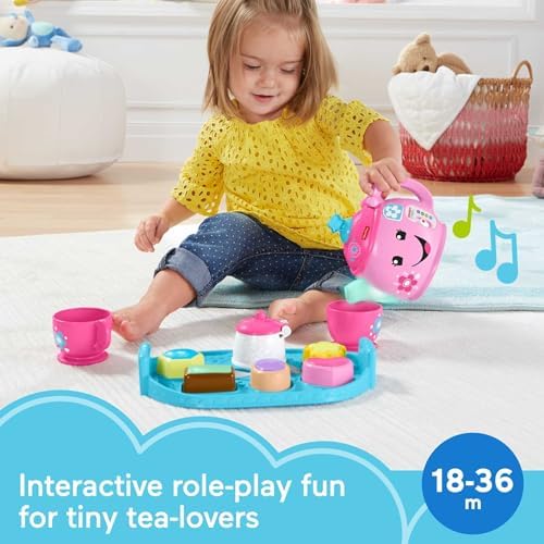 Fisher-Price Toddler Toy Laugh Learn Sweet Manners Tea Set with Music Lights for