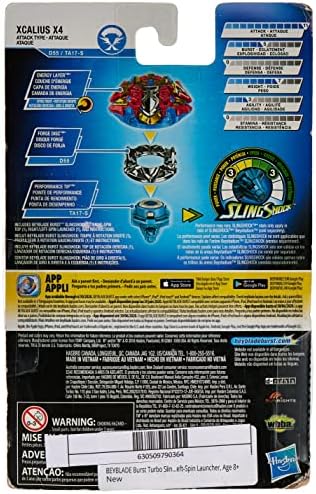Beyblade Burst Turbo Slingshock Xcalius X4 Starter Pack - Battling Top and RightLeft-Spin