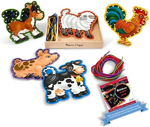 Melissa & Doug Melissa Doug Farm Animals Lace and Trace Box Set 1 Scratch Art Mini-Pad
