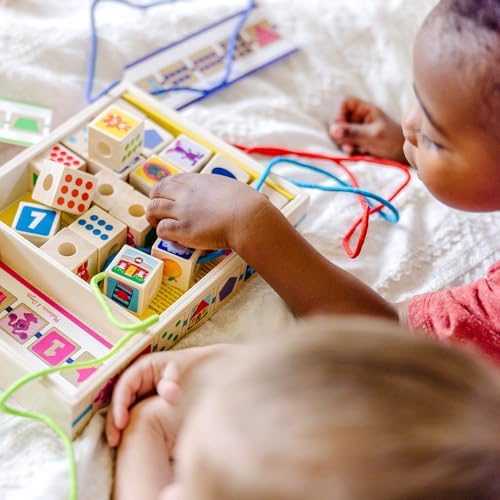 Melissa & Doug Melissa Doug Blue's Clues You Wooden Lacing Beads - 25 Beads 4 Cords - FSC