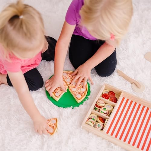 Melissa & Doug Melissa Doug Pizza Party Wooden Pretend Play Food Set With 36 Toppings