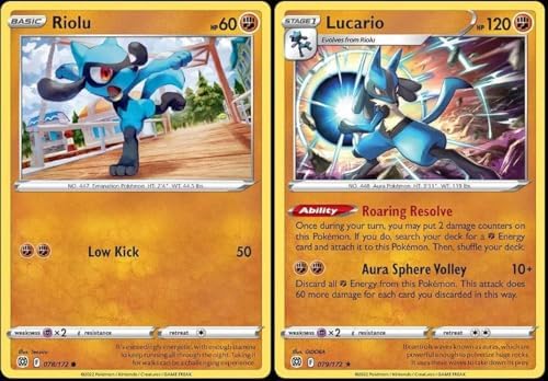 Pokemon Lucario 079172 Brilliant Stars - Evolution Pokemon 2 Card Lot - Stage 2