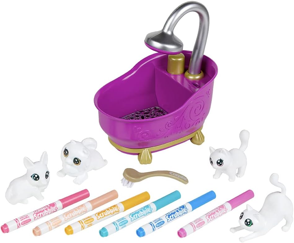 Crayola Scribble Scrubbies Tub Set 4 Pets Washable Pet Care Toy Coloring Animal Craft for