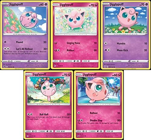 Pokemon Jigglypuff - Pokemon 5 Card Lot - Hidden Fates Crimson Invasion Unbroken Bonds