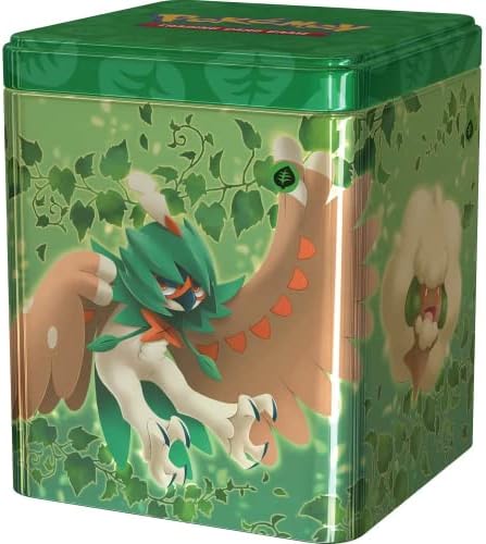 Pokemon TCG Grass Stacking Tin 3 Booster Packs Coin