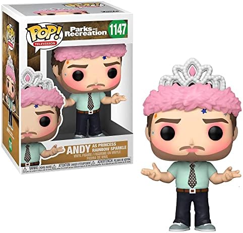 Funko TV POP Parks Rec Collectors Set - Andy as Princess Rainbow Spar Duke Silver Hunter