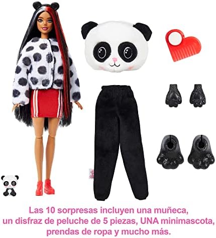Barbie Cutie Reveal Doll Panda Plush Costume 10 Surprises Including Mini Pet Color Change