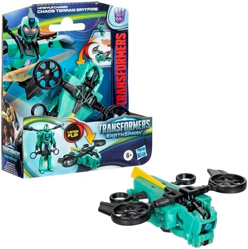 Transformers EarthSpark 1-Step Flip Changer Chaos Terran Spitfire 4-Inch Converting Robot