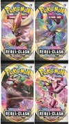 Pokemon TCG Sword and Shield Rebel Clash 4X Booster Packs One of Each Pack Art