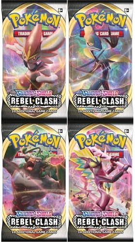Pokemon TCG Sword and Shield Rebel Clash 4X Booster Packs One of Each Pack Art