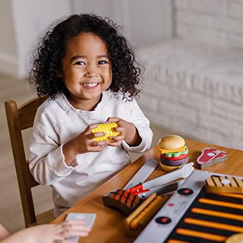 Melissa & Doug Melissa Doug Grill and Serve BBQ Set 20 pcs - Wooden Play Food and