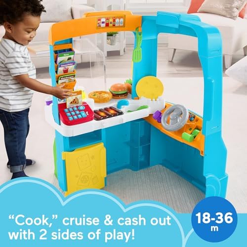 Fisher-Price Toddler Learning Toy Laugh Learn Servin' Up Fun Food Truck Electronic Playset