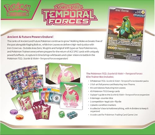 Pokemon TCG Scarlet and Violet Temporal Forces Elite Trainer Box Iron Leaves