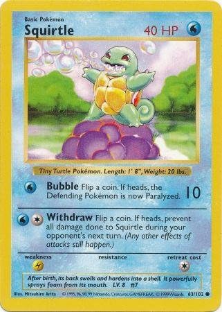Pokemon - Squirtle - Basic 63102 - Shadowless
