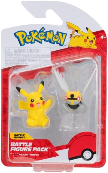 Pokemon Fighting Figure2 Pack 5 and 8cm Figure Toy Set Ninja Box and Pikachu