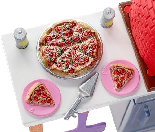 Barbie Outdoor Furniture Set with Brick Pizza Oven Plus Food and Serving Pieces