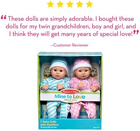 Melissa & Doug Melissa Doug Mine to Love Twins Luke Lucy 15 Light Skin-Tone Boy and Girl Baby Doll