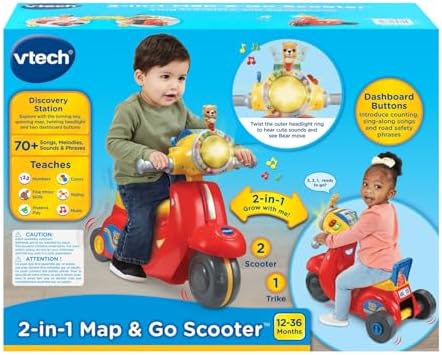VTech 2-in-1 Map and Go Scooter for Toddlers Pink