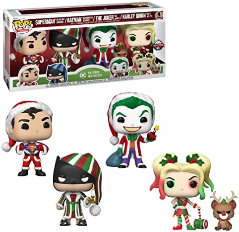 Funko Pop DC Comics Christmas 4 Pack Vinyl Figures - Superman in Holiday Sweater Batman