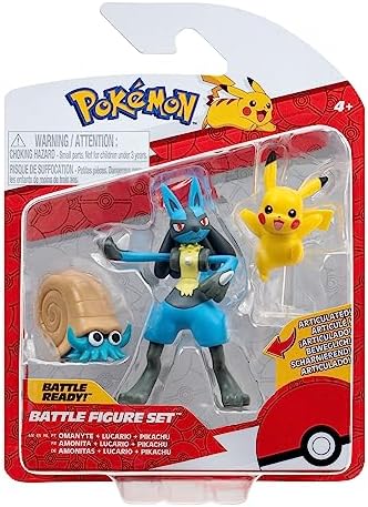 Pokemon 3 Pack-Features 2-Inch Omanyte and Pikachu 3-Inch Battle Figure Lucario