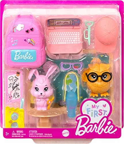 Barbie My First Barbie Story Starter Pet Care Pack with Dog House Puppy Cat Sized to Doll
