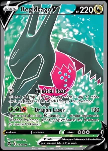 Pokemon Regidrago V 183195- Silver Tempest - Full Art - Pokemon Ultra Rare Card - Holo
