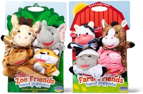 Melissa & Doug Melissa Doug Animal Hand Puppets Set of 2 4 animals in each - Zoo Friends