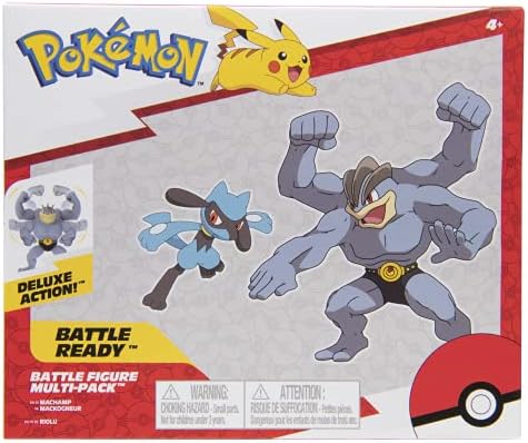 Pokemon Battle Figure 2 Pack Machamp Riolu - 4.5-inch Machamp Figure 2-inch Riolu Figure
