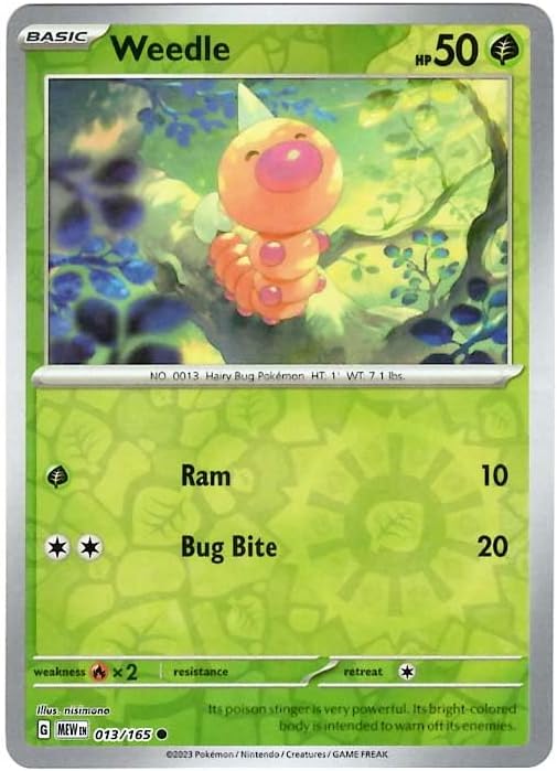 Pokemon - Weedle 013165 - Pokemon 151 - Reverse Foil - Single Card