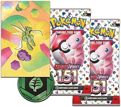 Pokemon TCG Scarlet Violet-151 Mini Tin - Scyther and Weezing 2 Booster Packs 1 Coin 1