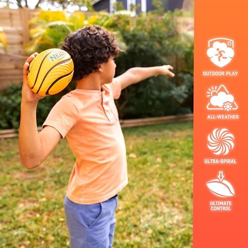 Nerf Foam Football - Spiral Grip Mini Soft Foam Football for - Easy Grip Junior Ball - 8.5