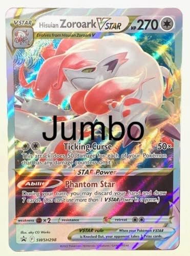 Pokemon Jumbo Card - Hisuian Zoroark Vstar - SWSH298 - Oversize- Vstar Collection Box