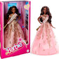 Barbie The Movie Doll President Wearing Shimmery Pink Gold Dress with Sash