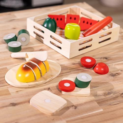 Melissa & Doug Melissa Doug Cutting Food Play Food Set With Wooden Pieces Knife Cutting