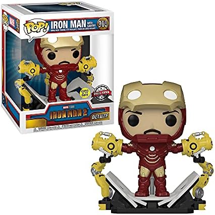 Funko Pop Iron Man 2 Iron Man MKIV with Gantry Glow-in-The-Dark Deluxe Vinyl Figure