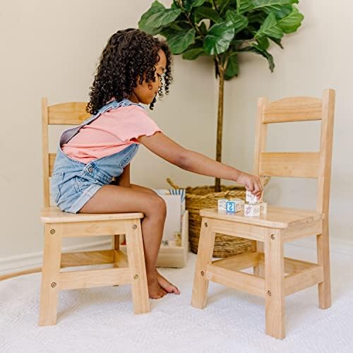 Melissa & Doug Melissa Doug Wooden Chairs Set of 2 - Blonde Furniture for Playroom Wooden