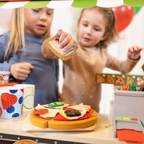 Melissa & Doug Melissa Doug Wooden Pizza Food Truck Activity Center with Play Food for