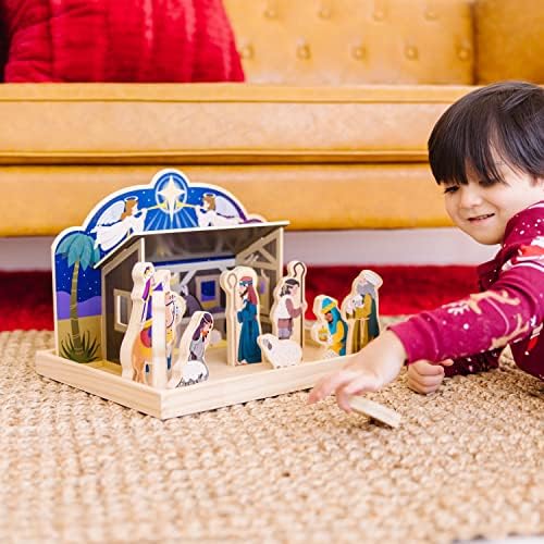 Melissa & Doug Melissa Doug Classic Wooden Christmas Nativity Set With 4-Piece Stable and