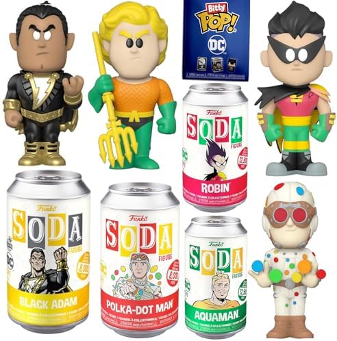 Funko Super Powers DC Figures Activate Aquaman Soda tin Can Robin Teen Titans Bundled