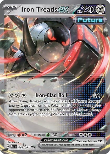 Pokemon - Iron Treads ex 066091 - Paldean Fates - Double Rare - Holo Foil Card