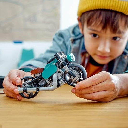 LEGO Creator 3 in 1 Vintage Motorcycle Set Transforms from Classic Motorcycle Toy to Street Bike to Dragster Car Vehicle