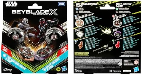 Hasbro Beyblade X and Star Wars Collab The Mandalorian 3-60F vs. Moff Gideon 3-80N