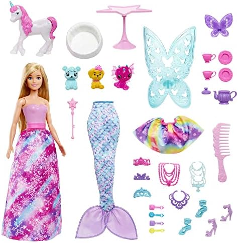 Barbie Dreamtopia Advent Calendar Fantasy-Themed with 24 Surprises Daily Include Barbie Fashion Doll