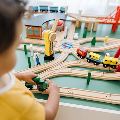 Melissa & Doug Melissa Doug Wooden Railway Set 130 Pieces - Wooden Train Set for Toddlers