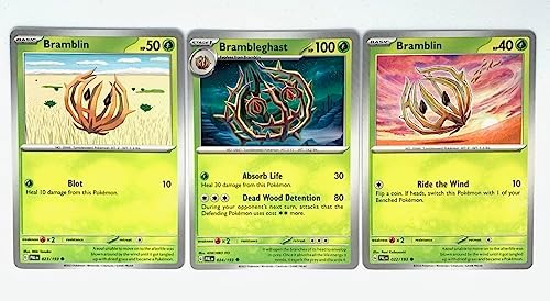 Pokemon Brambleghast 024193 - Paldea Evolved - Pokemon Evolution Set - 3 Card Lot -