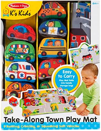 Melissa & Doug Melissa Doug Take-Along Town Play Mat 19.25 x 14.25 inches With 9 Soft Vehicle