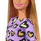Barbie Blonde Wearing Purple and Yellow Heart-Print Dress and Platform Sneakers for 3 to