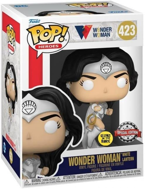 Funko Pop Wonder Woman 80th Anniversary White Lantern Glow-in-The-Dark Pop Vinyl Figure -