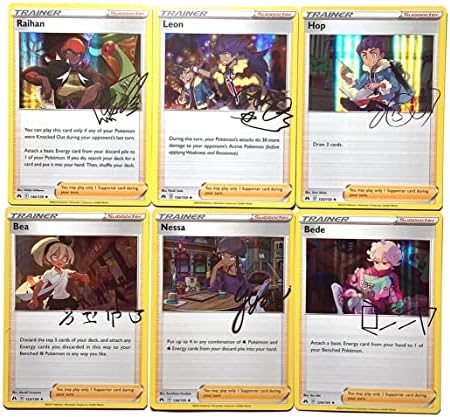 Pokemon Raihan Leon Hop Bea Nessa Bede - 6 Holo Autograph Card Set - Pokemon Crown Zenith