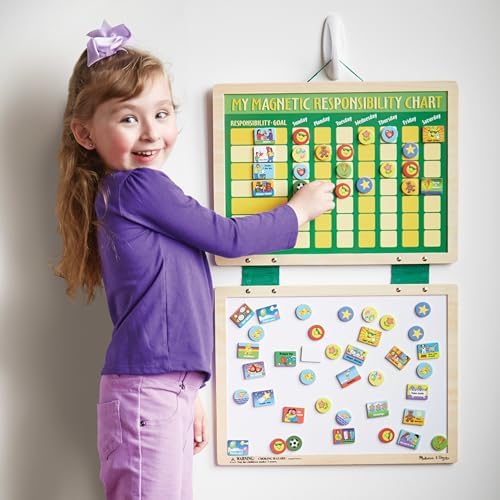 Melissa & Doug Melissa Doug Deluxe Wooden Magnetic Responsibility Chart With 90 Magnets
